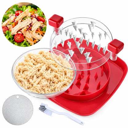 Chicken Shredder with Handles, Transparent Lid, and Anti-Slip Base for Effortless Meal Prep