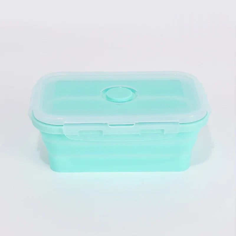 Collapsible silicone food container, green