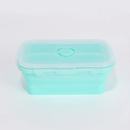 Collapsible silicone food container, green