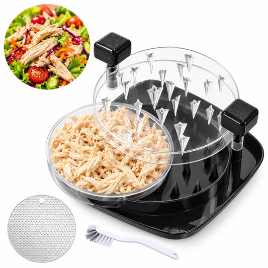 Chicken Shredder with Handles, Transparent Lid, and Anti-Slip Base for Effortless Meal Prep