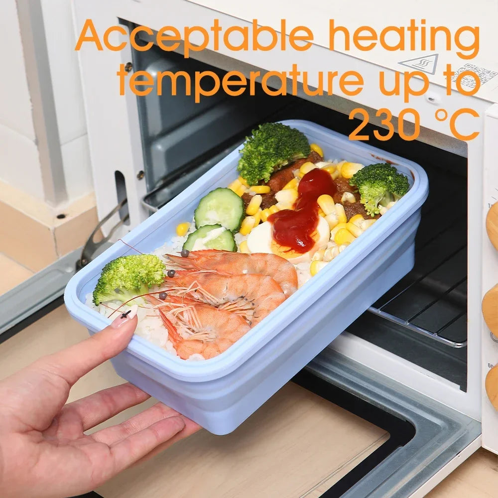 4PS Collapsible Food Storage Containers with Lids and Vent - Stacking Silicone Meal Prep Set