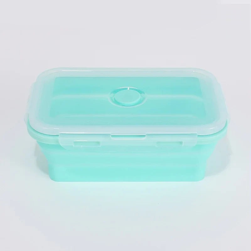 Collapsible silicone food container, green