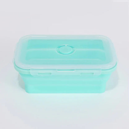 Collapsible silicone food container, green