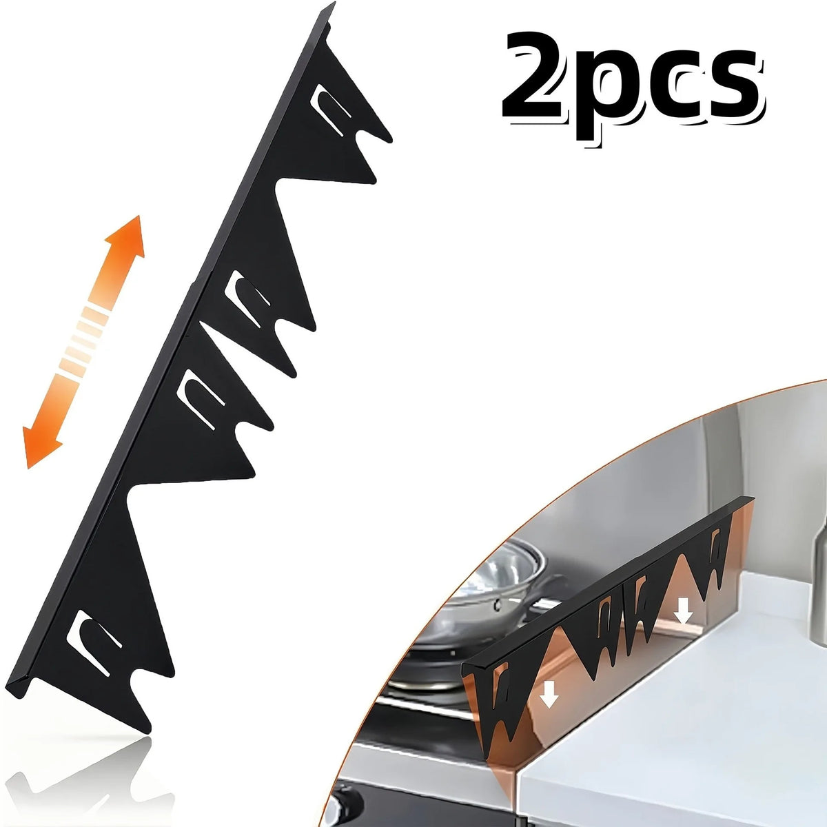 Adjustable Stainless Steel Stove Gap Covers - Set of 2 Pairs