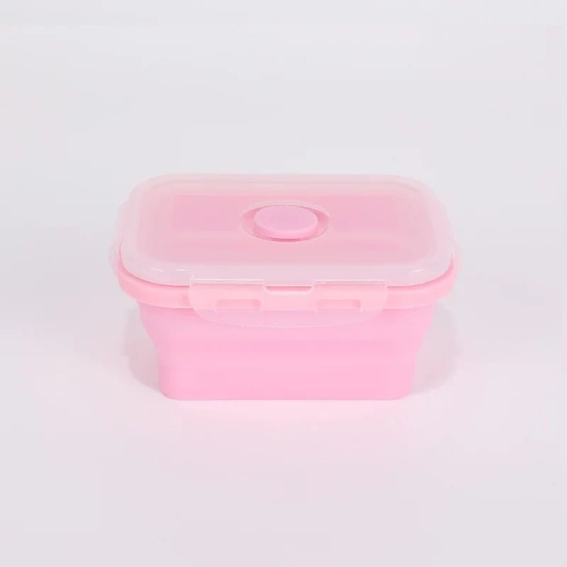 Collapsible silicone food container, pink