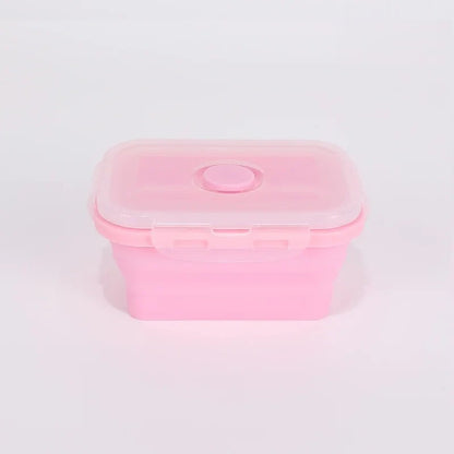 Collapsible silicone food container, pink