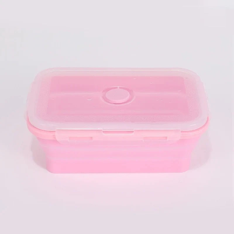 Collapsible silicone food container, pink
