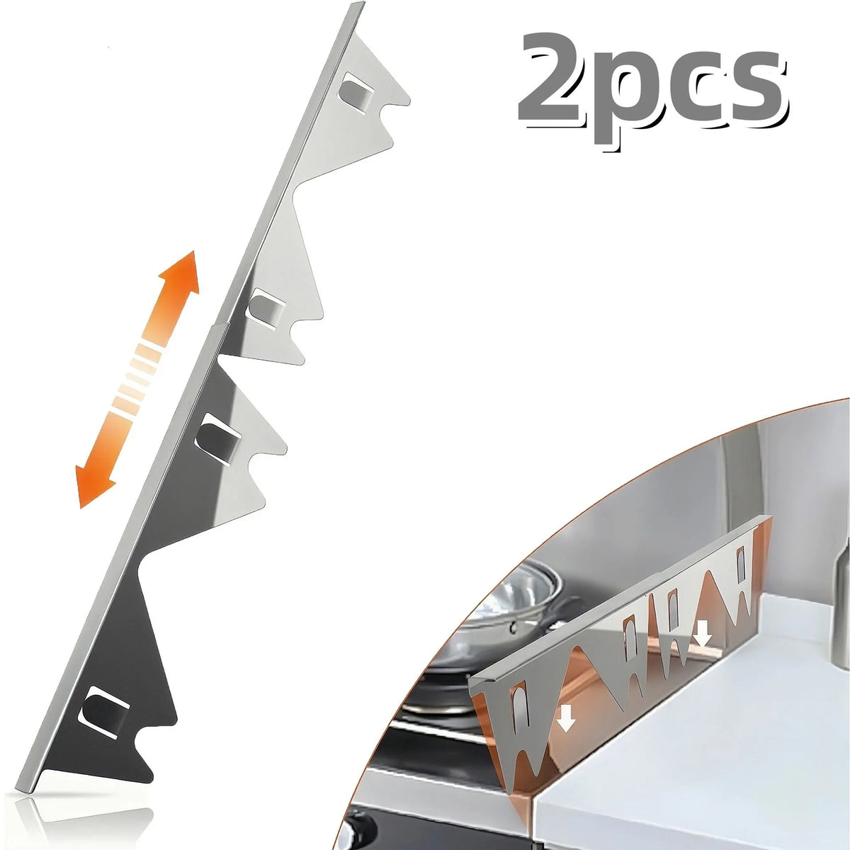 Adjustable Stainless Steel Stove Gap Covers - Set of 2 Pairs