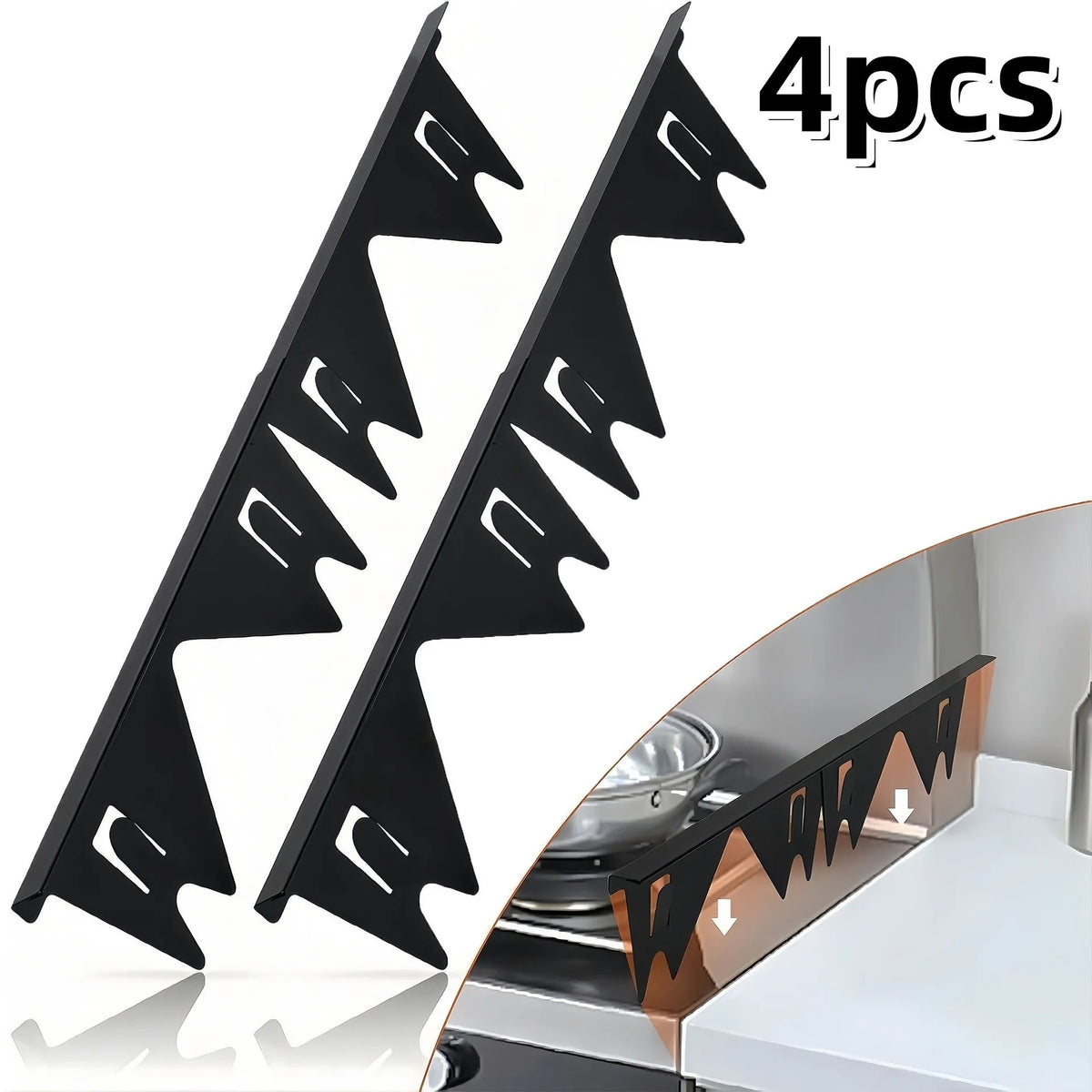Adjustable Stainless Steel Stove Gap Covers - Set of 2 Pairs