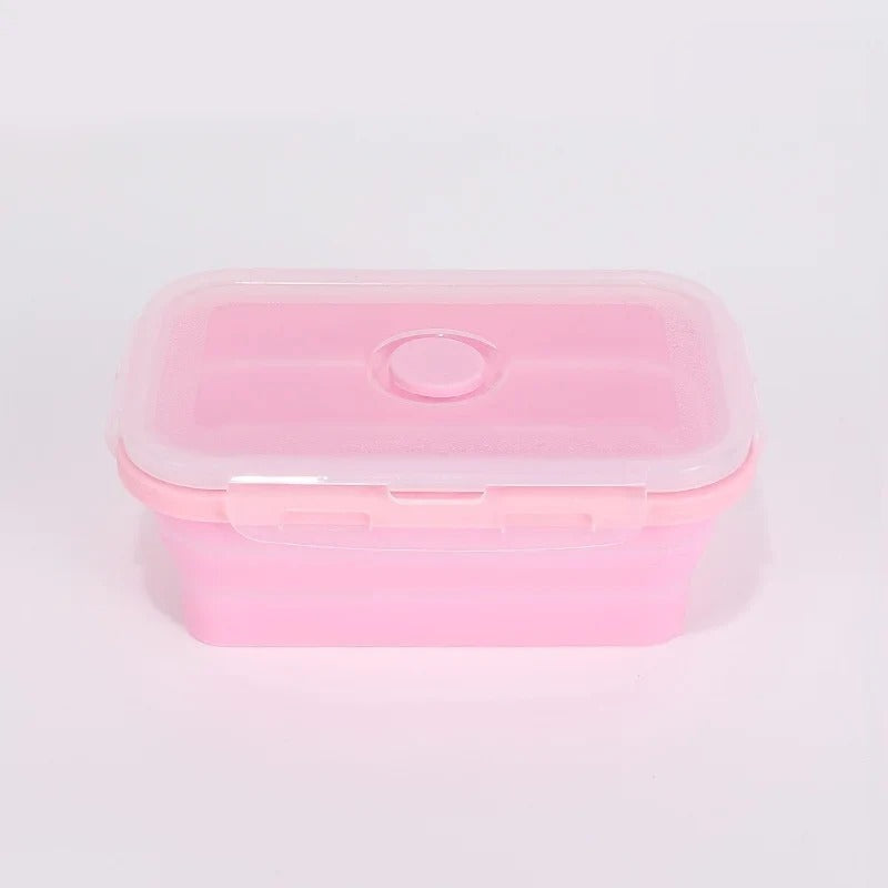 Collapsible silicone food container, pink
