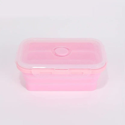 Collapsible silicone food container, pink