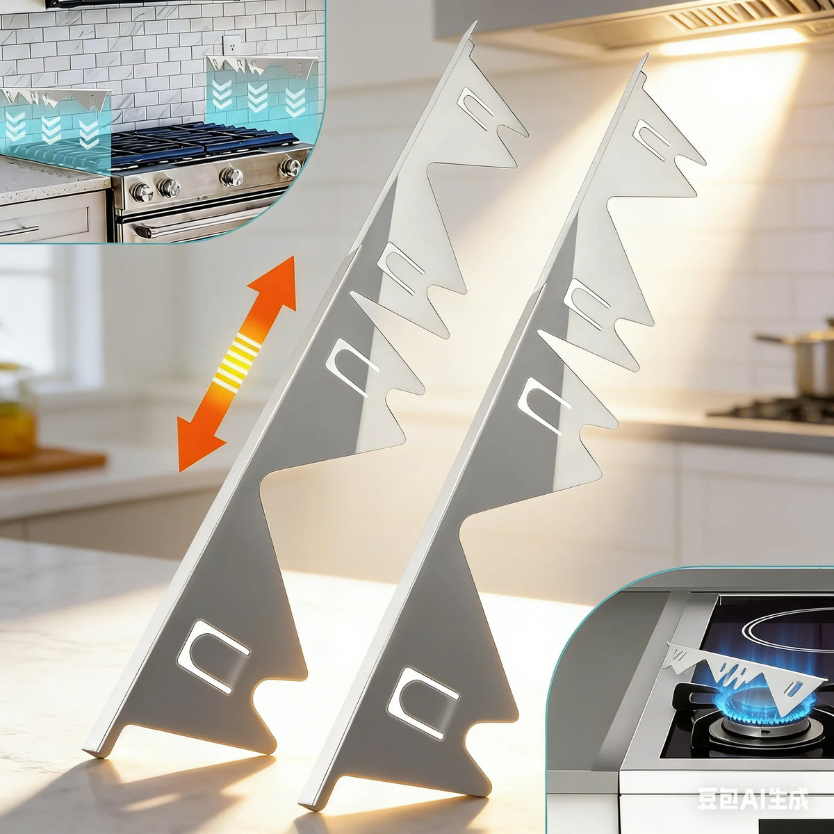 Adjustable Stainless Steel Stove Gap Covers - Set of 2 Pairs