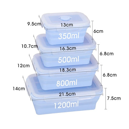 4PS Collapsible Food Storage Containers with Lids and Vent - Stacking Silicone Meal Prep Set
