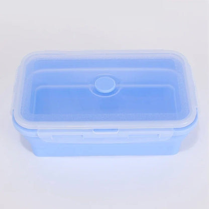 Collapsible silicone food container, blue