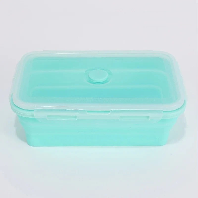 Collapsible silicone food container, green