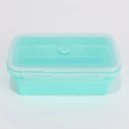Collapsible silicone food container, green