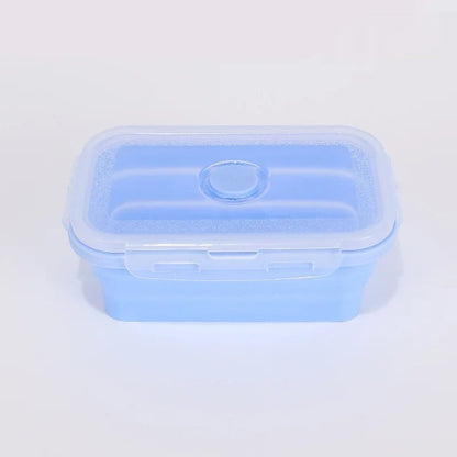 Collapsible silicone food container, blue