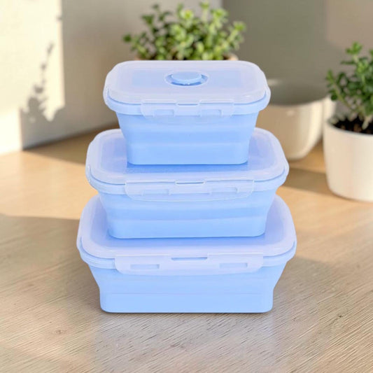 Collapsible Meal Prep Containers stacked on a kitchen counter