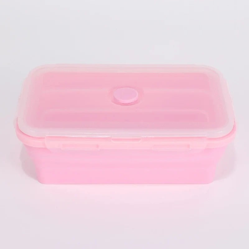 Collapsible silicone food container, pink