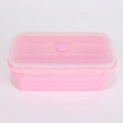 Collapsible silicone food container, pink