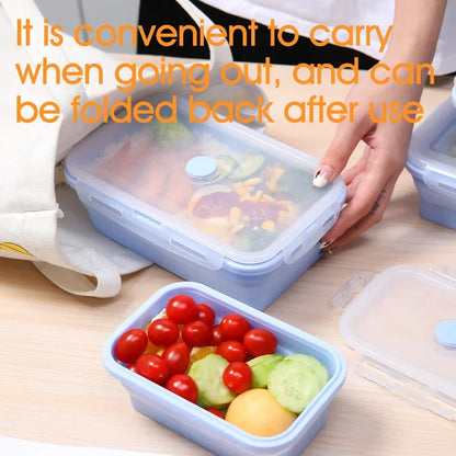 4PS Collapsible Food Storage Containers with Lids and Vent - Stacking Silicone Meal Prep Set