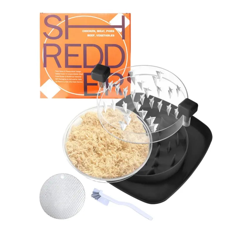 Chicken Shredder with Handles, Transparent Lid, and Anti-Slip Base for Effortless Meal Prep