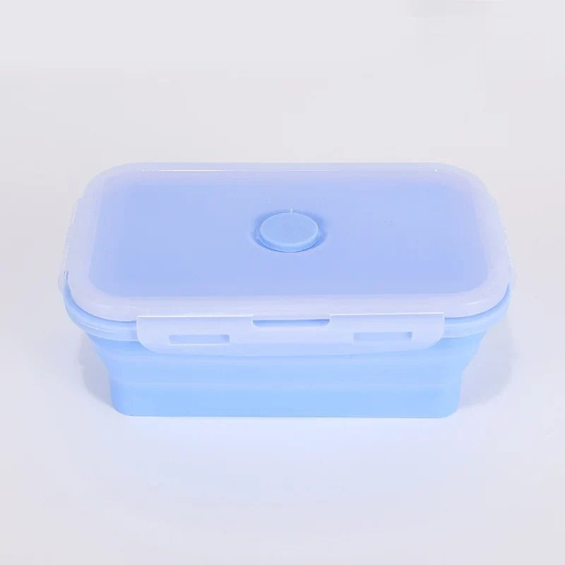 Collapsible silicone food container, blue