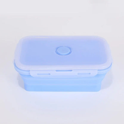 Collapsible silicone food container, blue