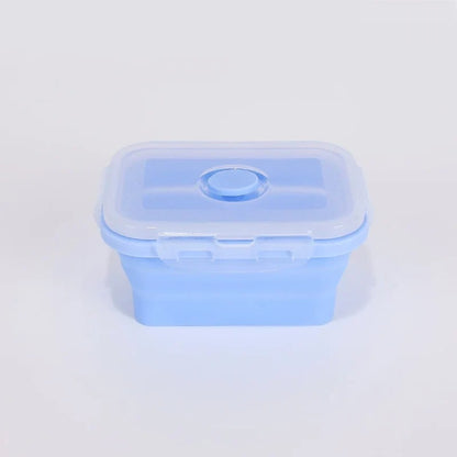 Collapsible silicone food container, blue